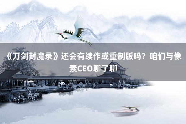 《刀剑封魔录》还会有续作或重制版吗？咱们与像素CEO聊了聊