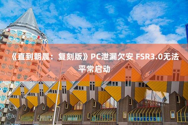 《直到朝晨：复刻版》PC泄漏欠安 FSR3.0无法平常启动